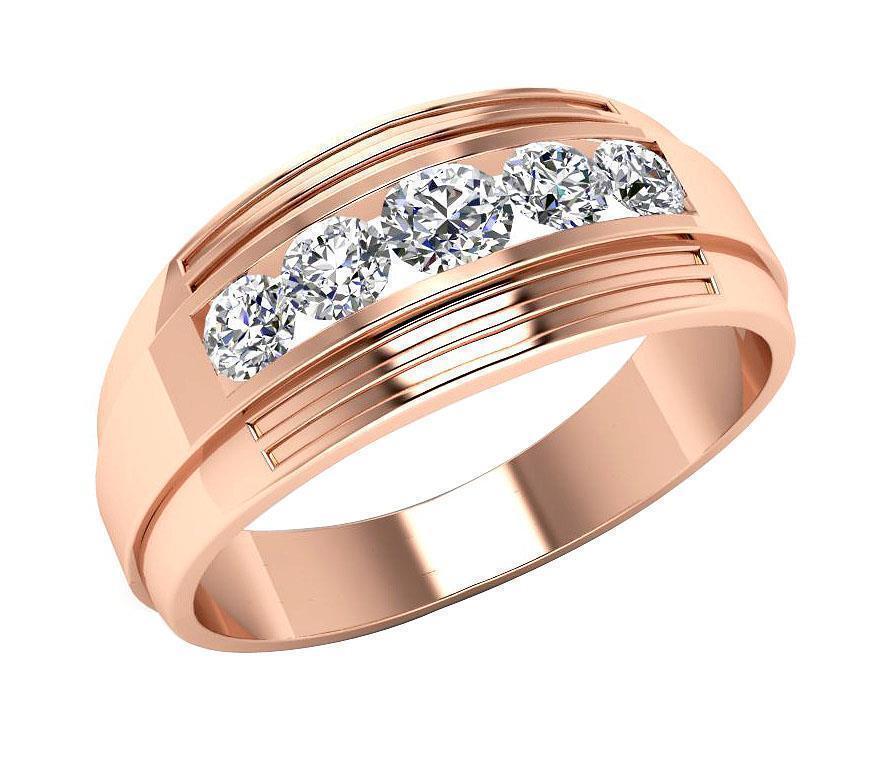 Mens REAL 14k Rose Gold Wedding Ring Band,Genuine 1CT Solitaire Diamond SIZE 9 - GoldenlinQ